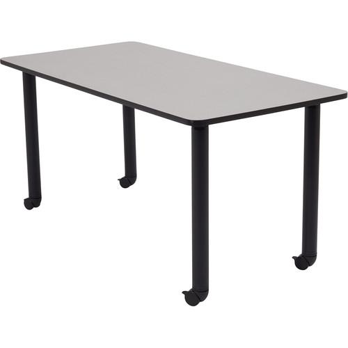 Oklahoma Sound Nps Sit Stand Teachers Table - Rectangle - Adjustable Height Legs - Casters