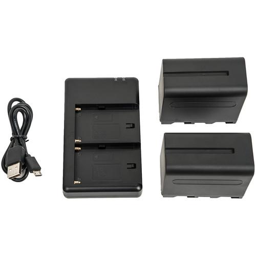 CAME-TV 2 x CA-F970 Batteries & FM50 USB Charger Kit