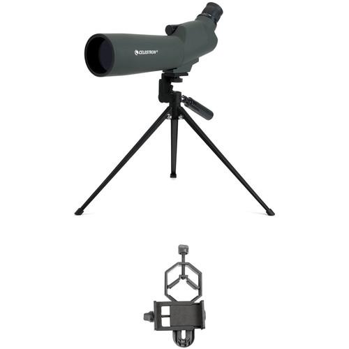 Celestron 20-60x60 Zoom Refractor Spotting Scope and Smartphone Adapter Kit