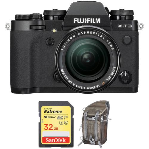 FUJIFILM X-T3 Mirrorless Digital Camera with 18-55mm Lens and Accessories Kit