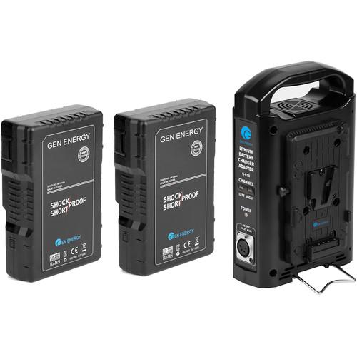 GEN ENERGY 2X 98Wh V-Mount Battery W 2 Channel Charger, 16.8V 2.5A