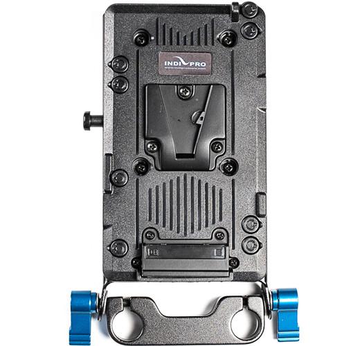 IndiPRO Tools V-Mount Battery Adapter Plate with D-Tap Output and 15mm Rod System