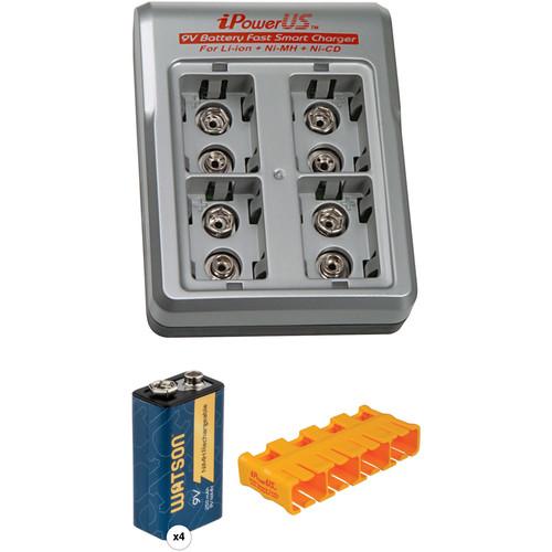 iPower FC-9VX44 Fast Smart 9V 4-Bay Charger with Four 9V Batteries