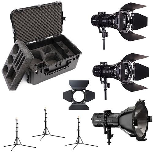 HIVE LIGHTING 1-Hornet 200-C PAR Spot LED, 2-Wasp 100-C 3-Light Kit with Hard Rolling Case