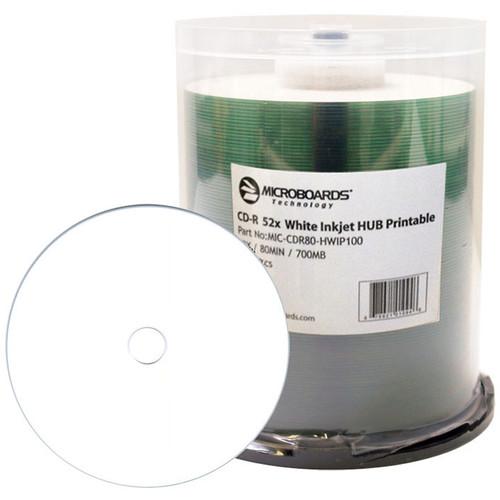 Microboards CD-R Inkjet Hub-Printable 52X 100 Disc Case