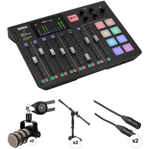 Rode RODECaster Pro with Dual PodMic Microphones, Stands, and Cables Kit
