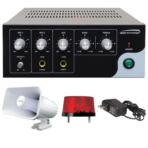 Speco Technologies Digital Deterrent Alarm Kit with 15W Amplifier, PA Speaker Horn, Strobe Flasher & Power Supply