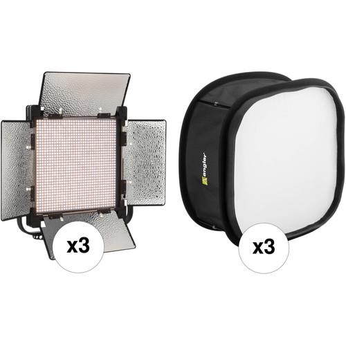 Genaray SpectroLED 1200 Bi-Color Studio LED 3-Light Softbox Kit