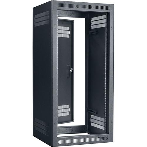 Lowell Manufacturing Rack-Enclosed-24U, 22"Deep 1-Pair Fixed Rails, Rear Door