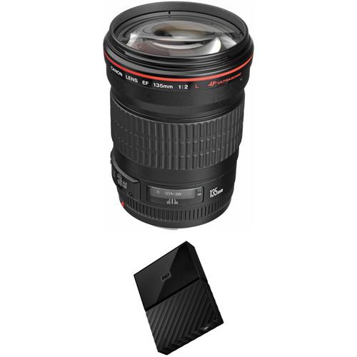 Canon EF 135mm f 2L USM Lens with External Hard Drive Kit