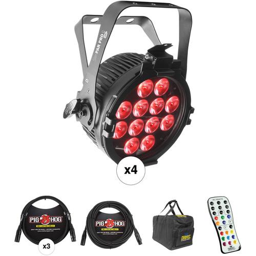 CHAUVET DJ SlimPAR Pro Q USB Kit with 4 RGBA LED Wash Lights, Cables, Case, and Remote