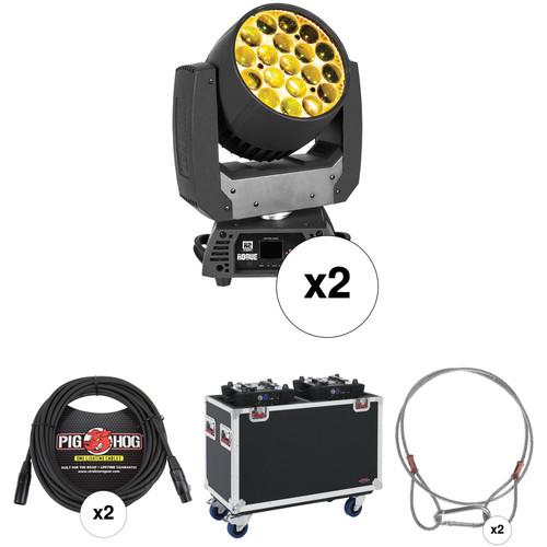 CHAUVET PROFESSIONAL Rogue R2 Wash Kit with 2 RGBW LED Moving Head Lights, Flight Case, and Cables