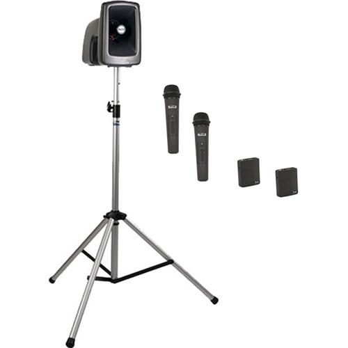 Anchor Audio MEGA-BP4-HHBB MegaVox 2 PA with Stand, and Four Wireless Handheld Bodypack Lapel Headset Mics Kit