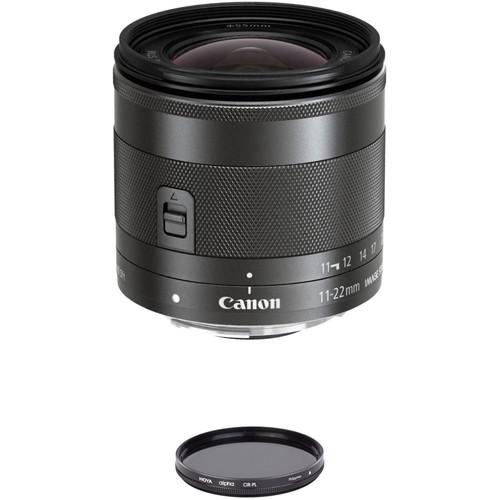 Canon EF-M 11-22mm f 4-5.6 IS STM Lens with Circular Polarizer Filter Kit