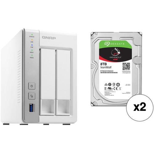 QNAP TS-231P 16TB 2-Bay NAS Enclosure Kit with Seagate NAS Drives