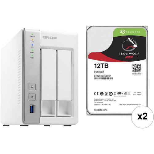 QNAP TS-231P 24TB 2-Bay NAS Enclosure Kit with Seagate NAS Drives