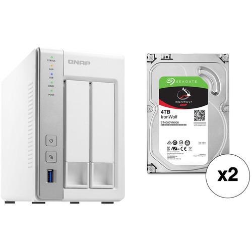 QNAP TS-231P 8TB 2-Bay NAS Enclosure Kit with Seagate NAS Drives