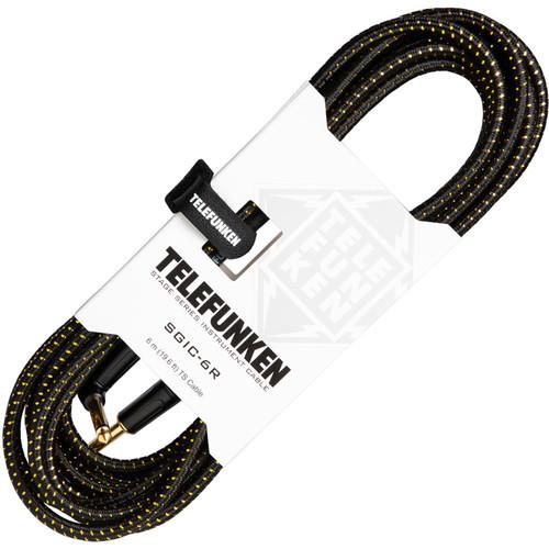 Telefunken Instrument Cable:1-Straight 1 4"and 1-Right Angle 1 4"Connector Braid Jacket Gold Plated Plugs 19.6