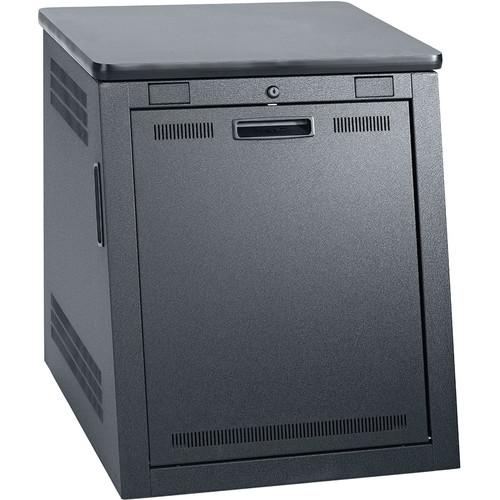 Lowell Manufacturing Rack-Portable Sloped-12U,25.5" Deep, 1-Pair Fixed Rails,Graphite Top