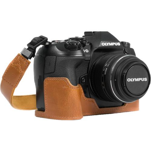 MegaGear Ever Ready PU Leather Half Case and Strap for Olympus OM-D E-M1 Mark II
