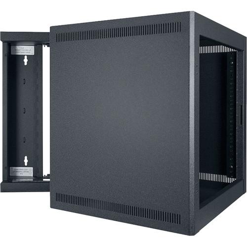 Lowell Manufacturing Rack-Wall Mount Swing-Open 10U, 22" Deep, 1-Pair Fixed Rails