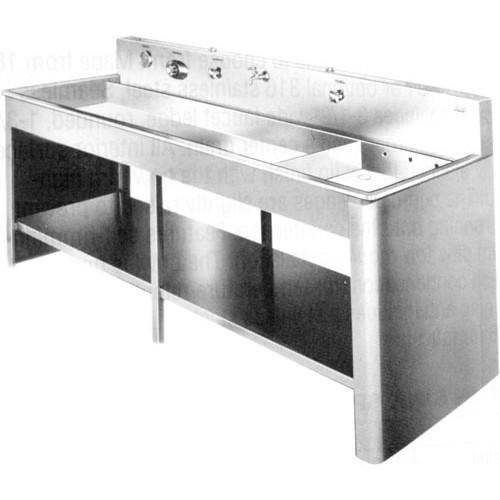 Arkay 2-Compartment Stainless Steel Graphic Arts Tray Processing Sink with Vinyl-Clad Steel Stand & Shelf