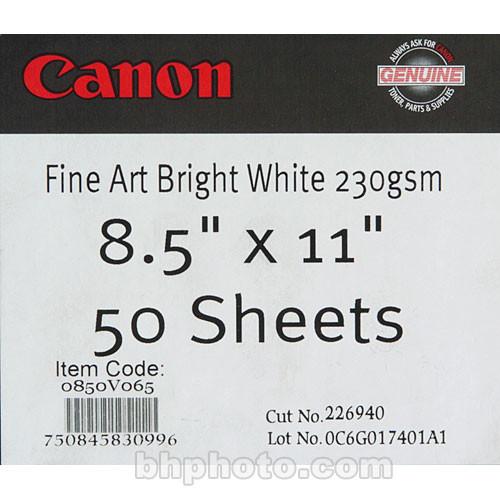 Canon Fine Art Bright White Paper for Inkjet - 8.5x11" - 50 Sheets