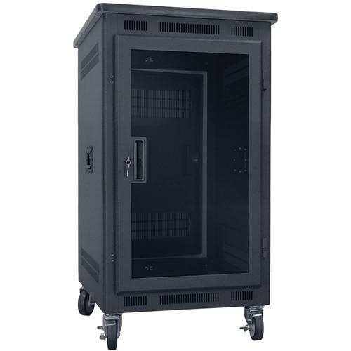 Lowell Manufacturing Rack-Portable-14U, 22" Deep, Plexi Door, Graphite Top