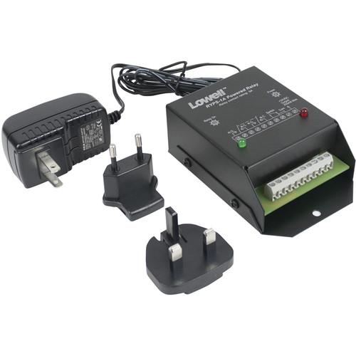 Lowell Manufacturing Relay Module-Powered-5A, 24VDC, 1-DPDT Relay, 5"Lx3.28"W, Power Supply with 4 Plug Adaptors