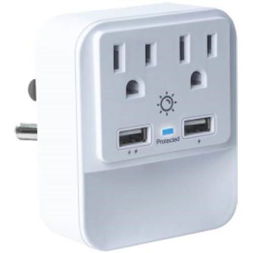 Case Logic 2.1A 2-Port USB and 2 AC Outlet Wall Mount Charger with LED