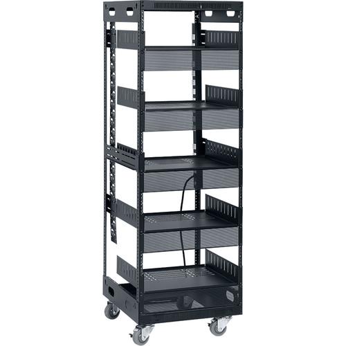 Lowell Manufacturing LXR 30U, 21"Deep Assembled Slim Rack with Accessories