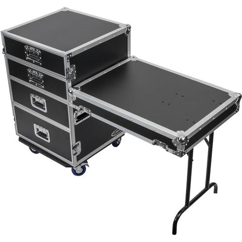 Odyssey Innovative Designs FZWB4WDLX Flight Zone Deluxe 4-Drawer Workbox Tour Case with Casters & Side Table