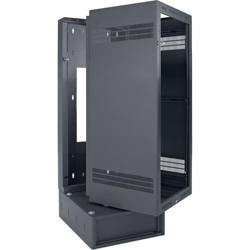 Lowell Manufacturing Rack-Wall Base Mount-24U, 28" Deep, 1-Pair Adjustable Rails