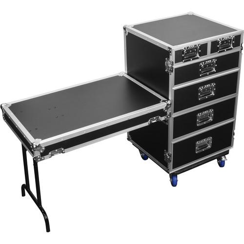 Odyssey Innovative Designs FZWB6WDLX Flight Zone Deluxe 6-Drawer Workbox Tour Case with Casters & Side Table