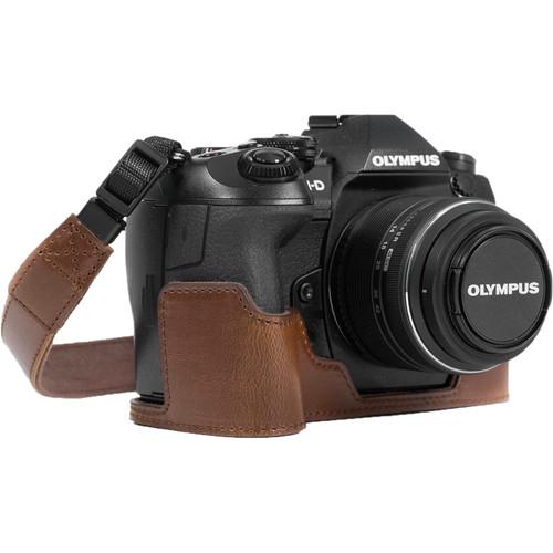 MegaGear Ever Ready PU Leather Half Case and Strap for Olympus OM-D E-M1 Mark II