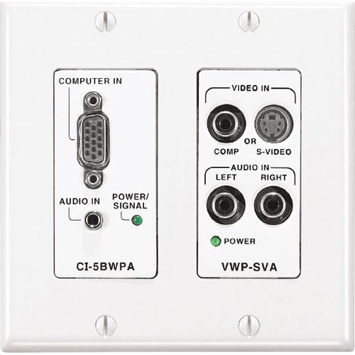 FSR VIP-100-WHT Wall Plate Interface - CI-5BWPA and VWP-SVA Combo Plate