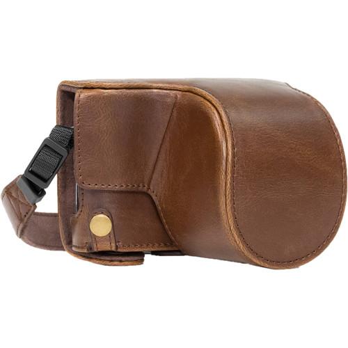 MegaGear Ever Ready PU Leather Case & Strap for Select Panasonic LUMIX with 12-32mm
