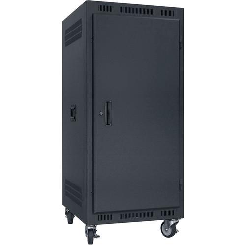 Lowell Manufacturing Rack-Portable-24U, 27" Deep, Solid Door