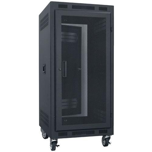 Lowell Manufacturing Rack-Portable-21U, 22" Deep, Fully Vented Door