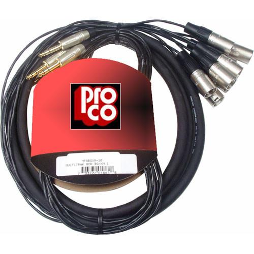 Pro Co Sound MT8BQXM-10 Analog Harness Cable 8x 1 4" TRS Phone Male to 8x XLR Male