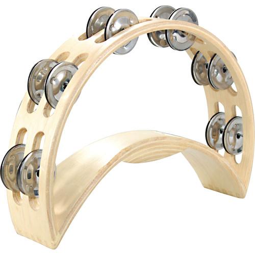 Tycoon Percussion Double Row Deluxe Wooden Moon Tambourine