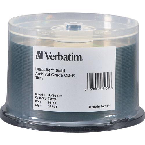 Verbatim CD-R 700MB, 52x, 80 Minute UltraLife Gold Archival Grade, Write-Once, Recordable Disc