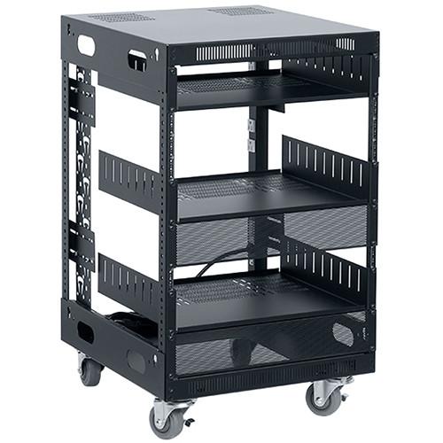 Lowell Manufacturing LXR 14U, 21"Deep Assembled Slim Rack with Accessories