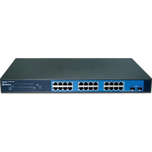 TRENDnet 24-Port Gigabit Web Smart Switch with 2 Shared Mini-GBIC Slots