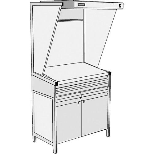 GTI EVS-3052 SC 2F SW Executive Viewing Station with Storage Cabinet, Two Shallow Drawers, and Side Walls