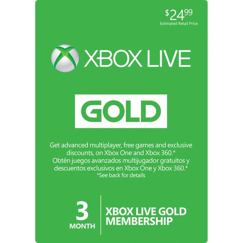 Microsoft Xbox Live 3-Month Gold Membership Card
