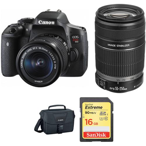 Canon EOS Rebel T6i DSLR Camera with 18-55mm and 55-250mm Lenses Kit