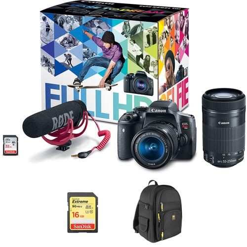 Canon EOS Rebel T6i DSLR Camera with 18-55mm Lens Video Creator Kit with 55-250mm Lens