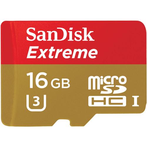 SanDisk 16GB Extreme UHS-I microSDHC Memory Card with SD Adapter