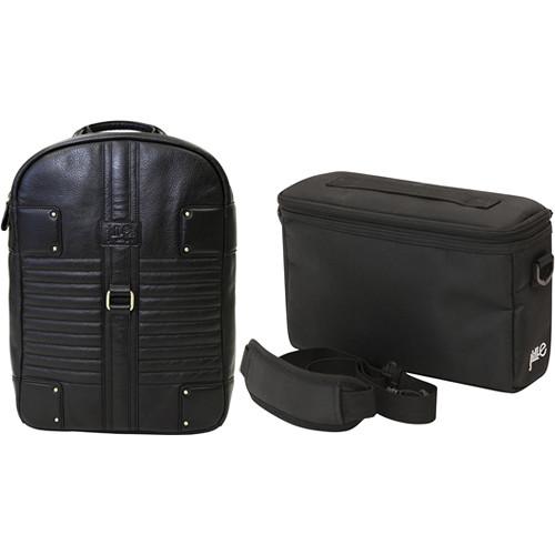Jill-E Designs Olivia Black Leather Laptop Bag and E-Go Camera Insert